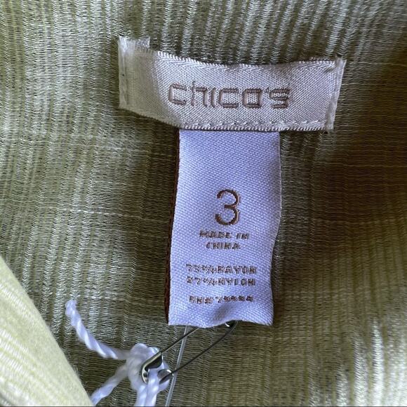 NWT- Chico’s Sheer Delight Emaline L/S Top In Soft Lime- Size 3 (XL) - Picture 7 of 14